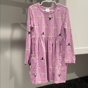 Hanna Andersson Purple Cat Print Kids Dress